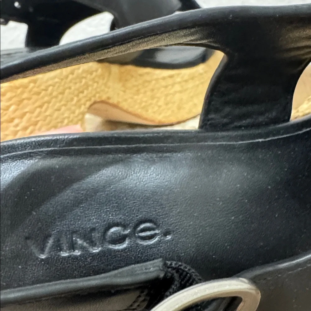 Vince Clementine Black Leather Platform Sandals Size 7.5 - Picture 7 of 9